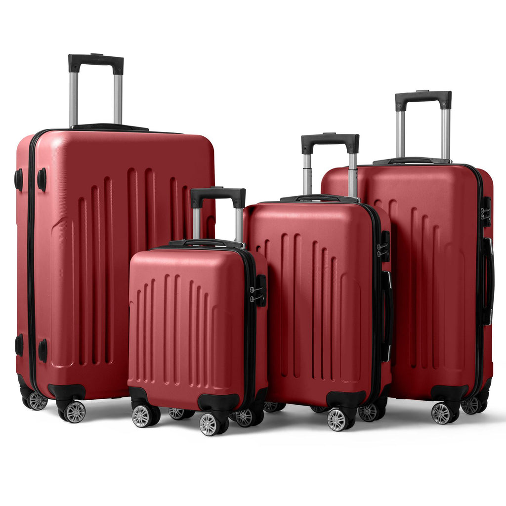 Curved Vertical Stripe 4-in-1 Trolley Case - Retro Red