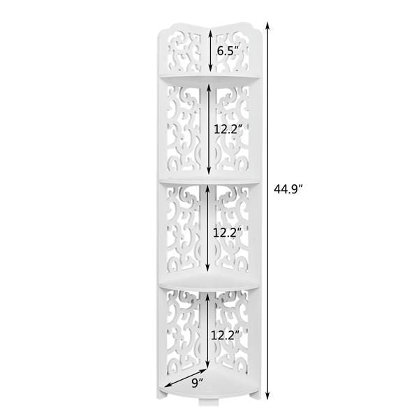 Daqing Carving Style Waterproof 120-Degree Angle 4 Layers Bathroom Cabinet Shelf White