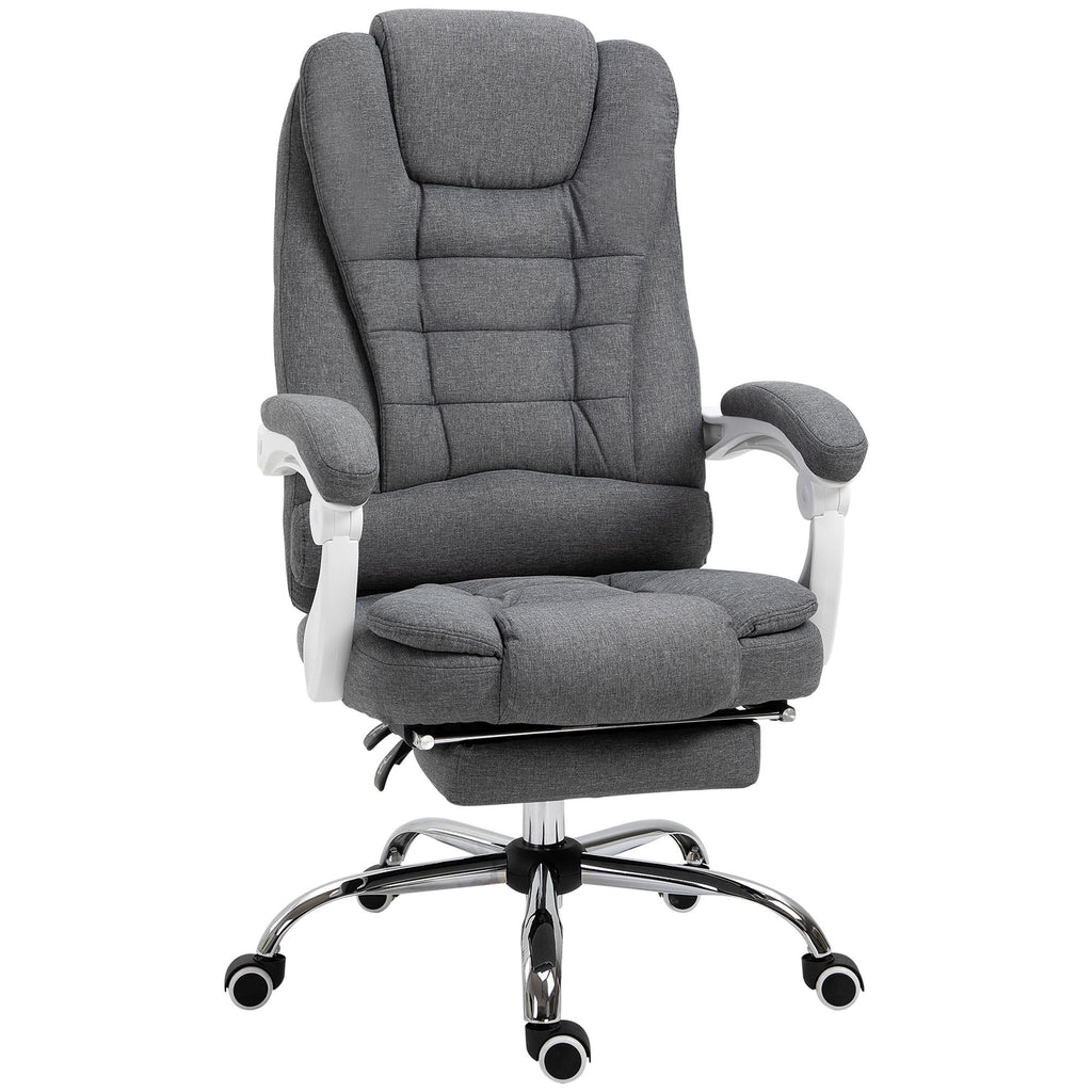 Dark Gray Home Office Chair with Retractable Footrest, Adjustable Height, Reclining