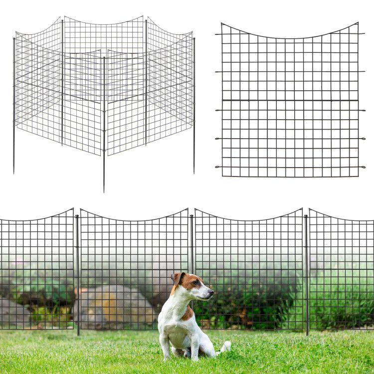 Decorative Garden Fence with 5 Panels and 5 Stakes