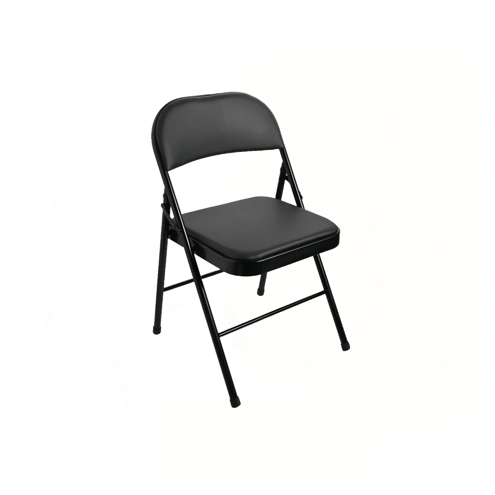 Deluxe Vinyl Padded Seat and Back Folding Chair, Black