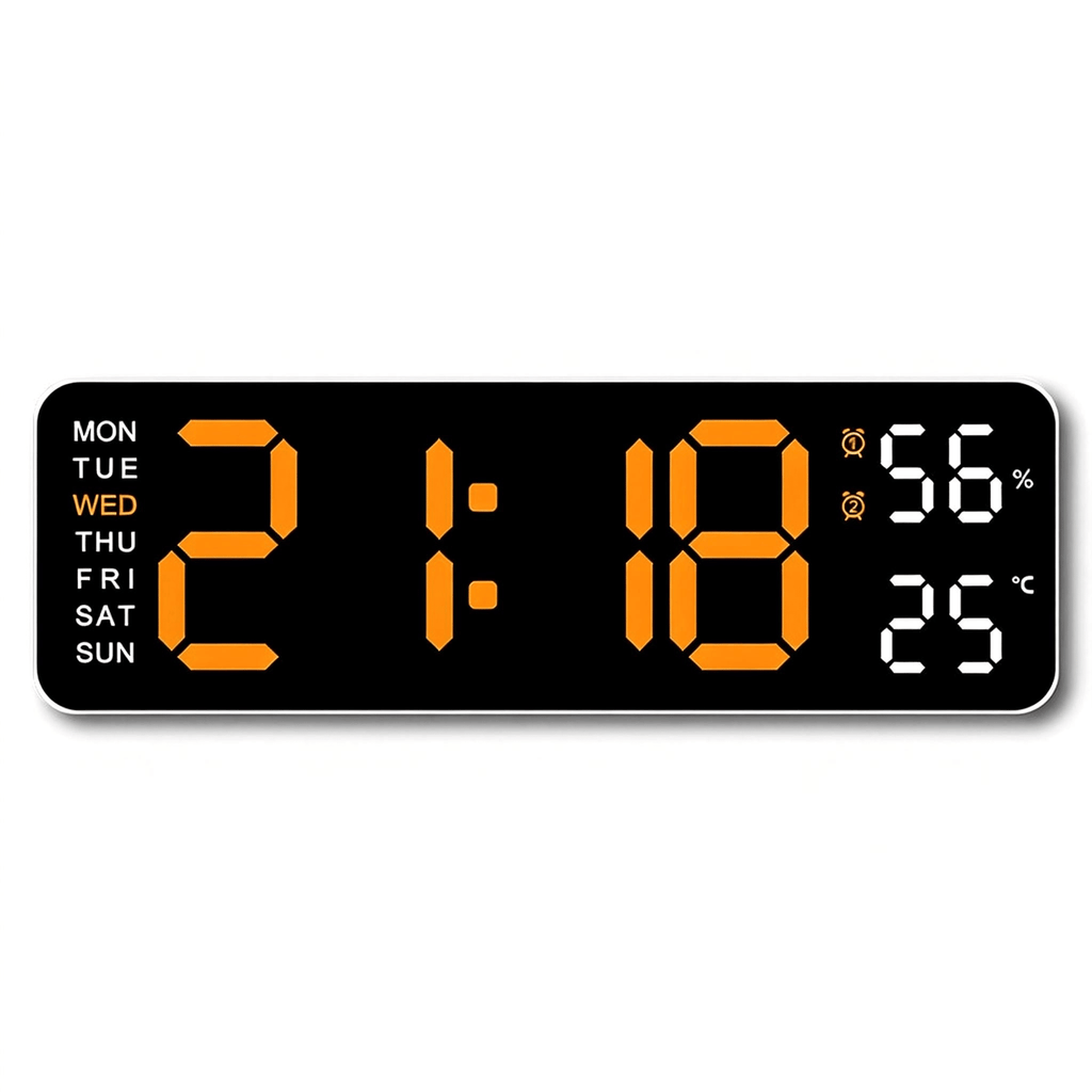 Digital Wall Clock: Large LED Display with Dual Alarm, Humidity, Auto-Dimming, Big Numbers Desk Clock Decor for Classroom Office Bedroom