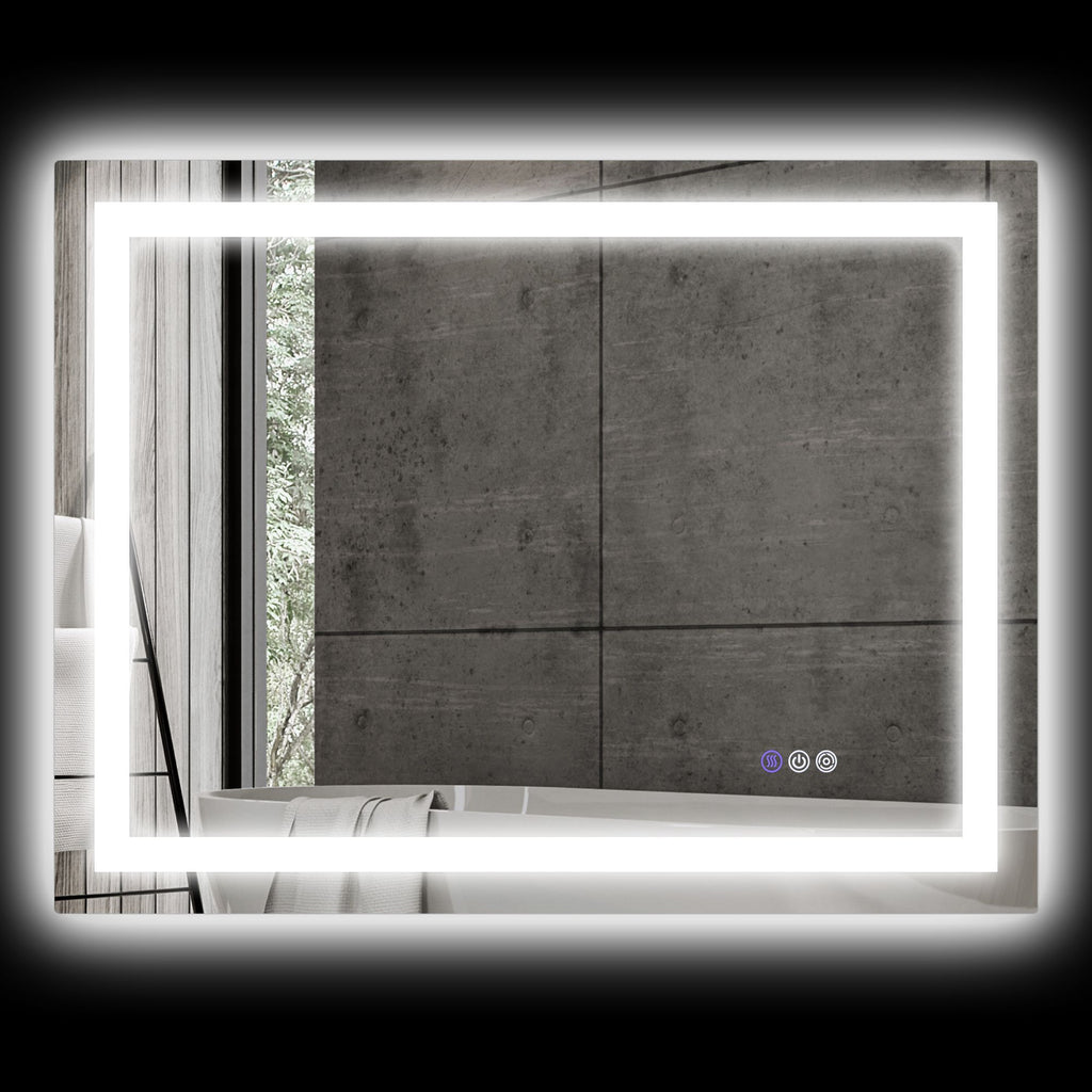 Dimmable Bathroom Mirror with Lights, 35" x 28" Backlit/Front Lit LED Mirror, Anti-Fog, Memory, Infinite Color Temp