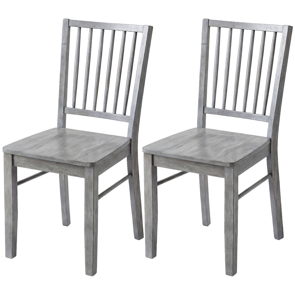 Dining Chairs Set of 2 Ergonomic Solid Wood, Armless Kitchen Chairs with Rubberwood Legs, Rustic Gray