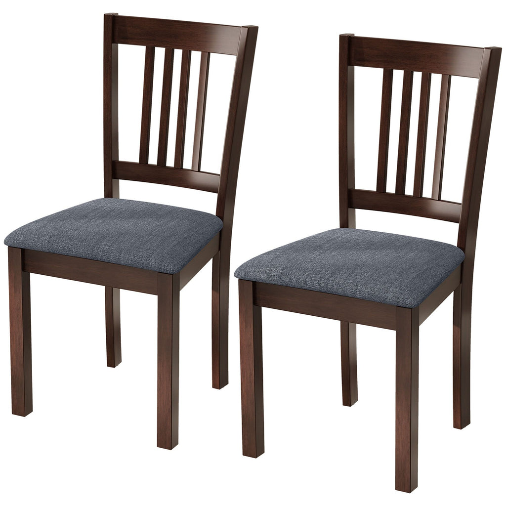 Dining Chairs Set of 2 Linen Upholstered Kitchen Chairs with Rubberwood Legs for Dining Room Living Room Espresso Gray