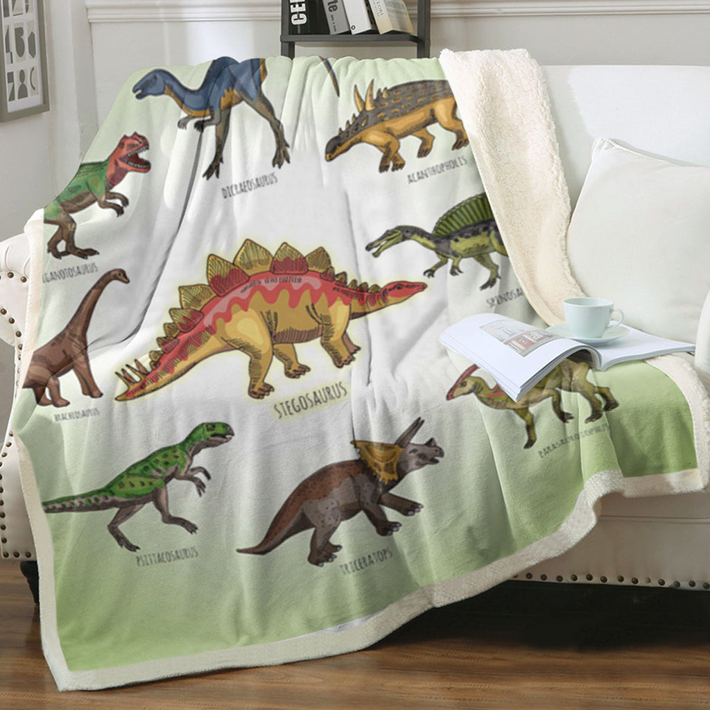 Dinosaur Family Sherpa Fleece Throw Blanket for Boys Girls Adults 50"x60" Fuzzy Soft Warm Blanket for All Seasons(temu can only be self-picked up)