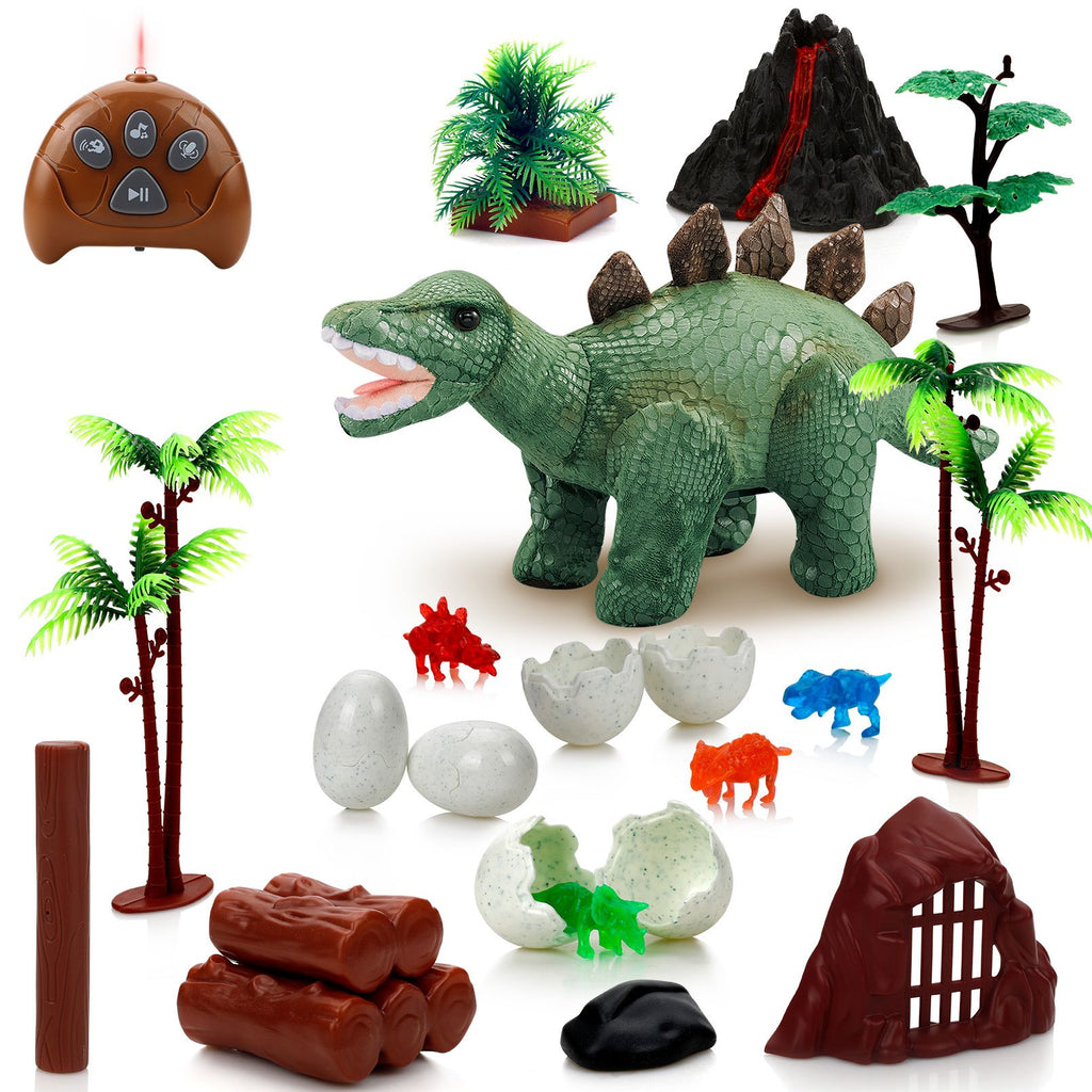 Dinosaur Plush, Remote Control Walking Dinosaur Toys for 3, 4, 5,6+ Years Old Boys, Repeat What You Say, Roar, Walk and Sing, 20PCS Stegosaurus Dinosaur Educational Toys for Kids, Toddlers and Girls