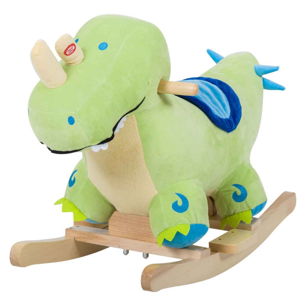 Dinosaur Rocking Horse, Plush, Realistic Sounds, Green, Adventure & Fun Ride-On Toy for Kids