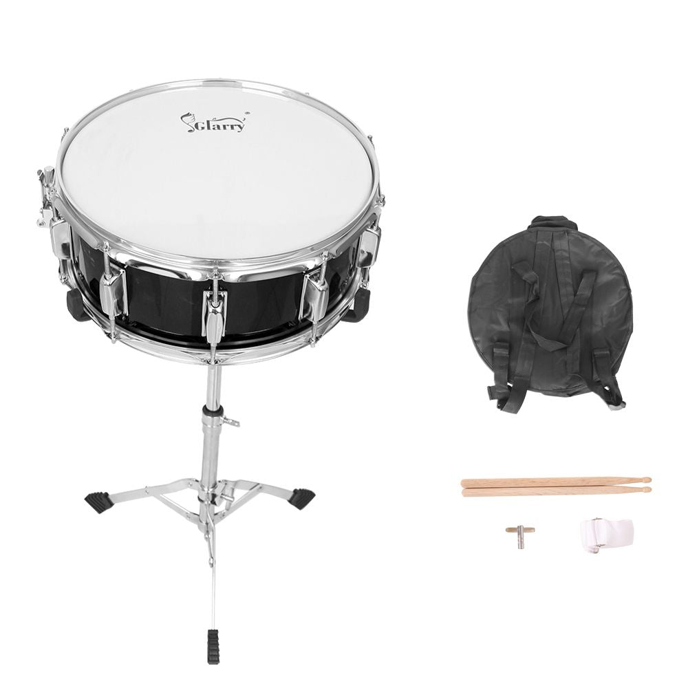 [Do Not Sell on Amazon] 14 x 5.5" Snare Drum Poplar Wood Drum Percussion Set With Snare Stent Drum Stand Black