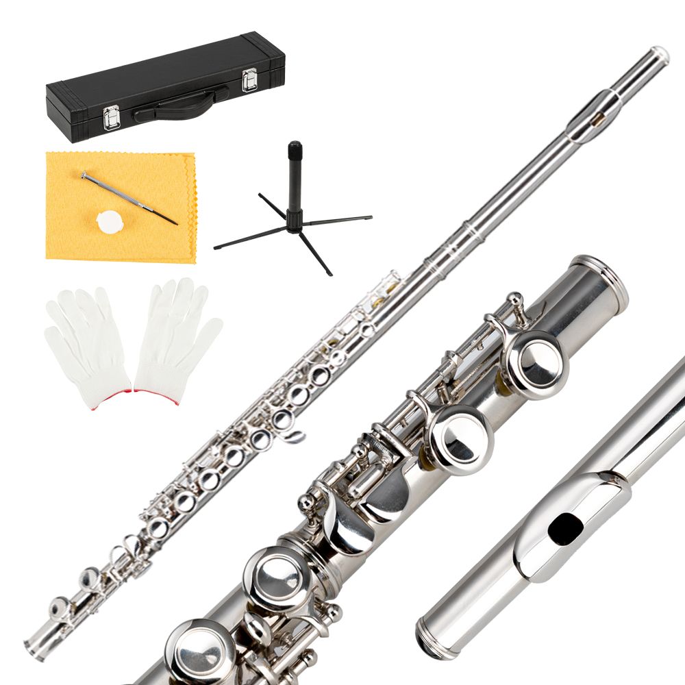 [Do Not Sell on Amazon] 16 Keys C Cupronickel Flute Closed Hole Separated E Key for Student Beginners Silver