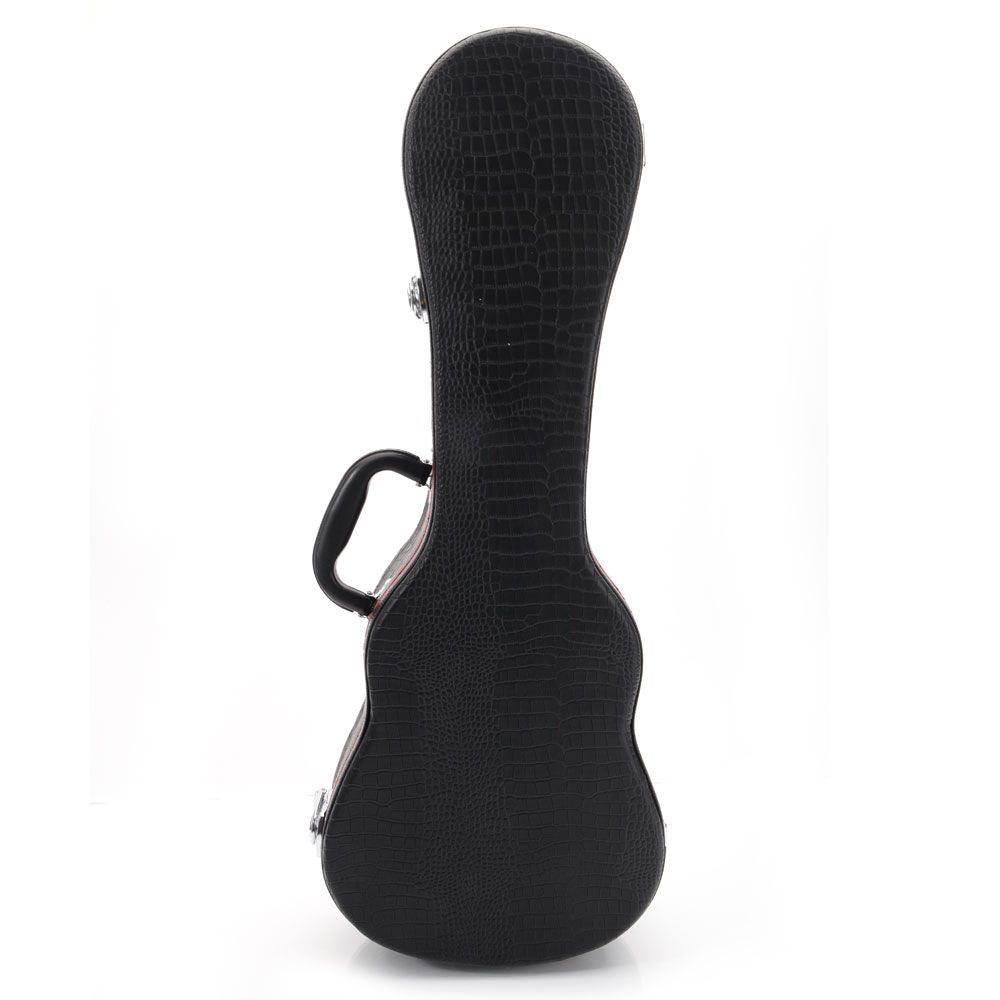 [Do Not Sell on Amazon] 21" Top Grade Standard Soprano Boa Leather Ukulele Case Black