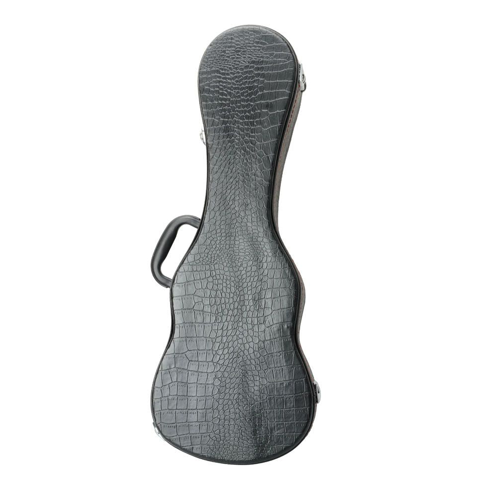 [Do Not Sell on Amazon] 23" Concert Python Pattern Leather Ukulele Case Black