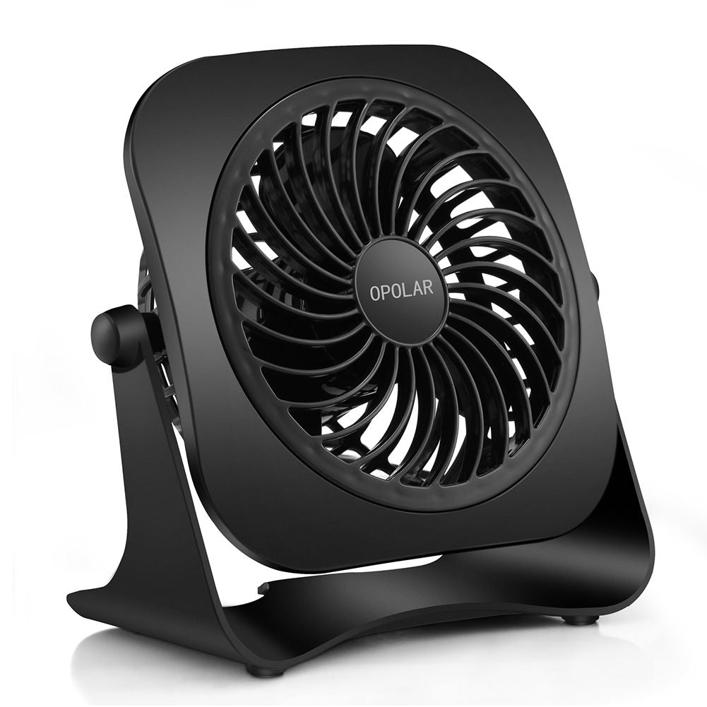 (Do Not Sell on Amazon) 4 Inch Mini USB Desk Fan, 2 Speeds, Lower Noise, USB Powered, 360° Up and Down, 3.8 ft Cable, Powerful Black Fan for Home and Office RT