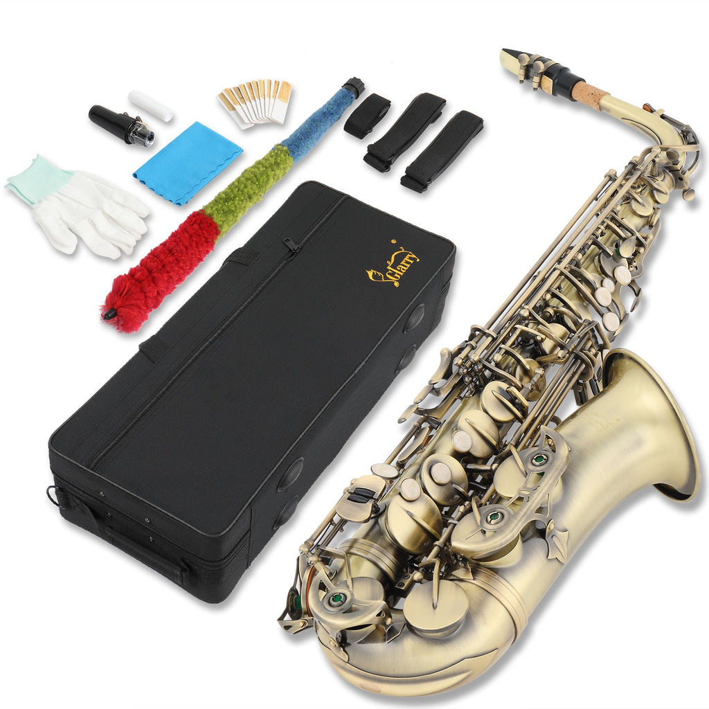[Do Not Sell on Amazon] Antique Bronze Vintage Alto Saxophone Eb Flat with Carrying Sax Case Mouthpiece Straps Reeds
