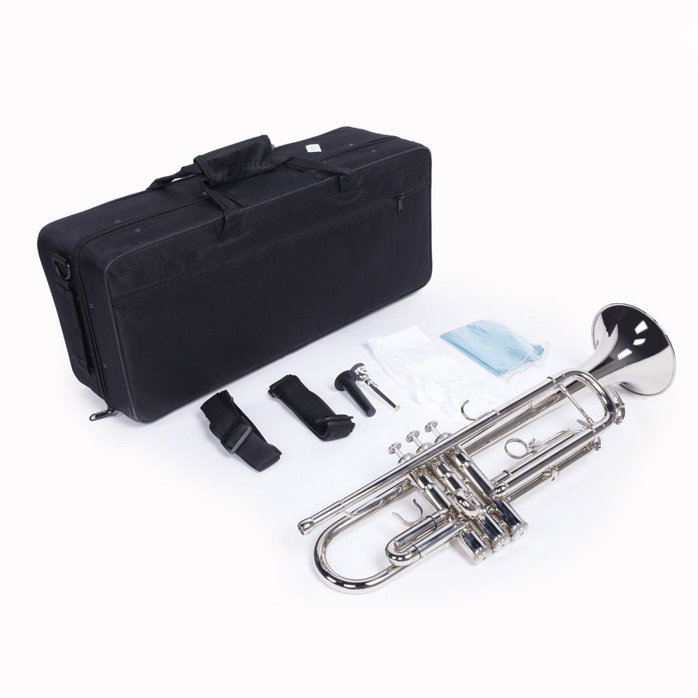 [Do Not Sell on Amazon] Brass Trumpet Bb with 7C Mouthpiece for Standard Student or Beginner Silver