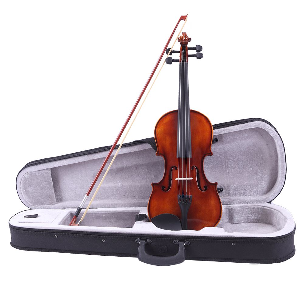 [Do Not Sell on Amazon] GV201 4/4 Classic Solid Wood Violin Case Bow Violin Strings Rosin Shoulder Rest Electronic Tuner