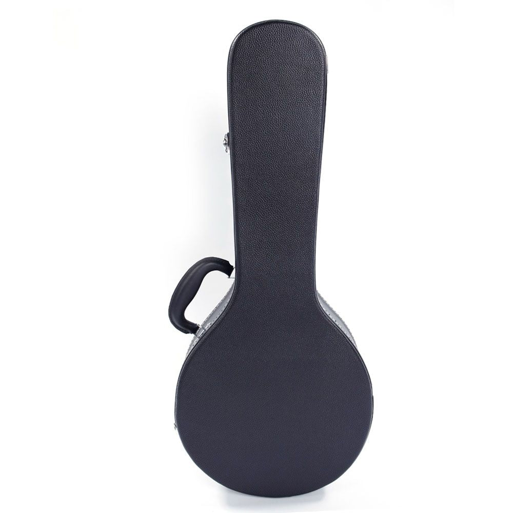 [Do Not Sell on Amazon] Hardshell A-Style Microgroove Pattern Leather Wood Mandolin Case Black
