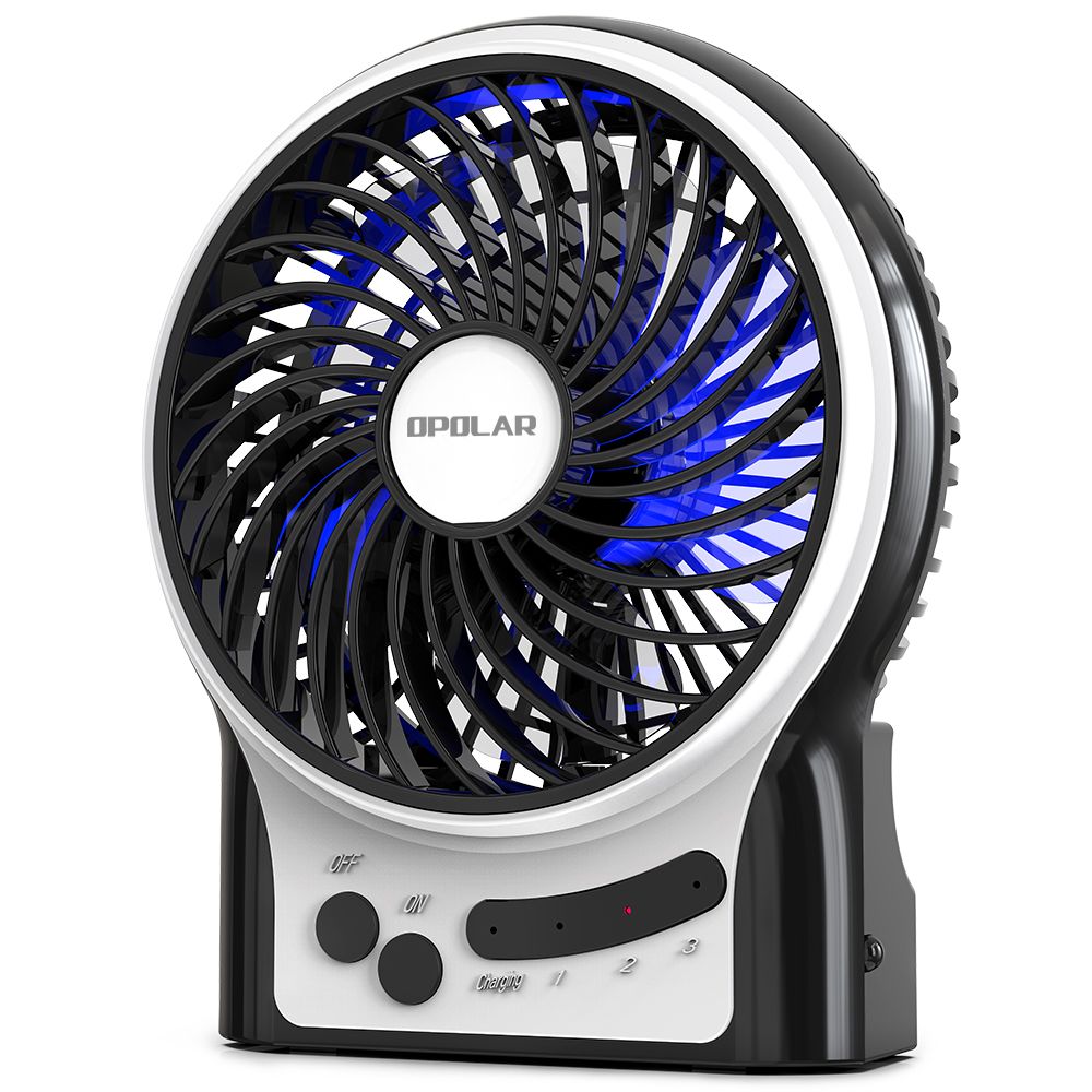 (Do Not Sell on Amazon) Mini Portable Battery Operated Desk Fan with 3-13 Battery Life, Rechargeable & USB powered Handheld Fan for Desk Beach Camping, 3 Speeds, Strong Airflow RT