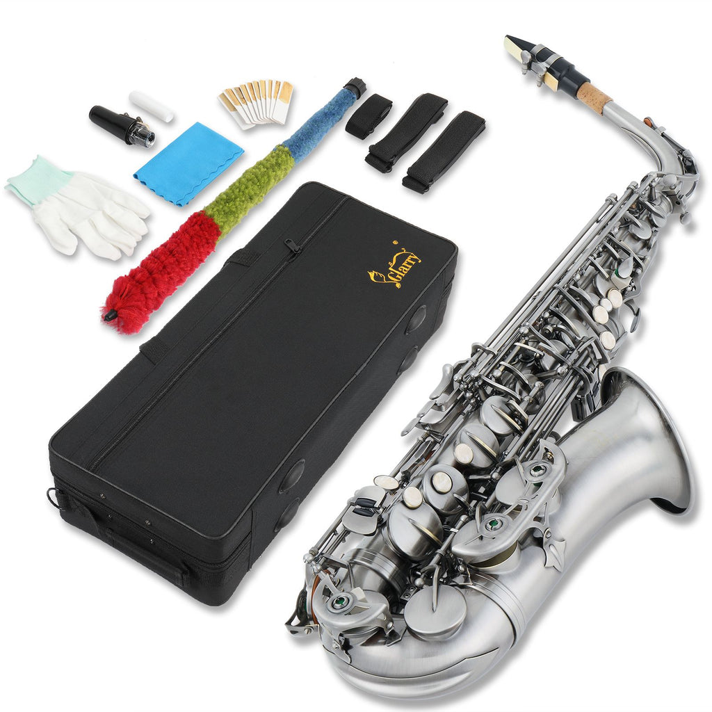 [Do Not Sell on Amazon] Vintage Sliver Alto Saxophone Eb Flat with Carrying Sax Case Mouthpiece Straps Reeds