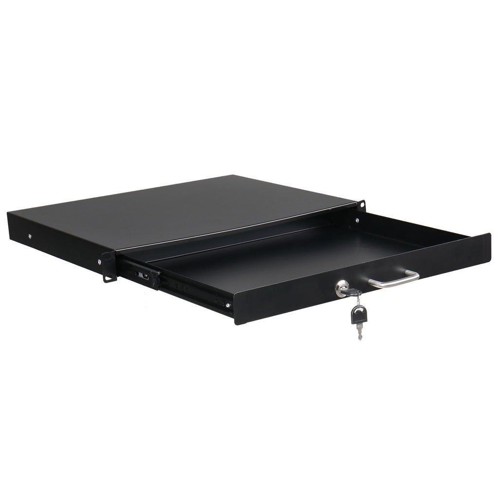 [Do Not Sell on Amazon]19" 1U Steel Plate DJ Drawer Equipment Cabinet with Keys Black
