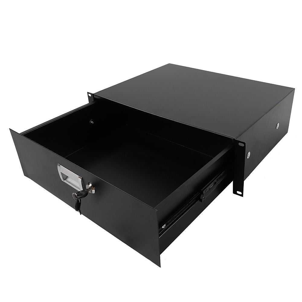 [Do Not Sell on Amazon]19" 3U Steel Plate DJ Drawer Equipment Cabinet with Keys Black
