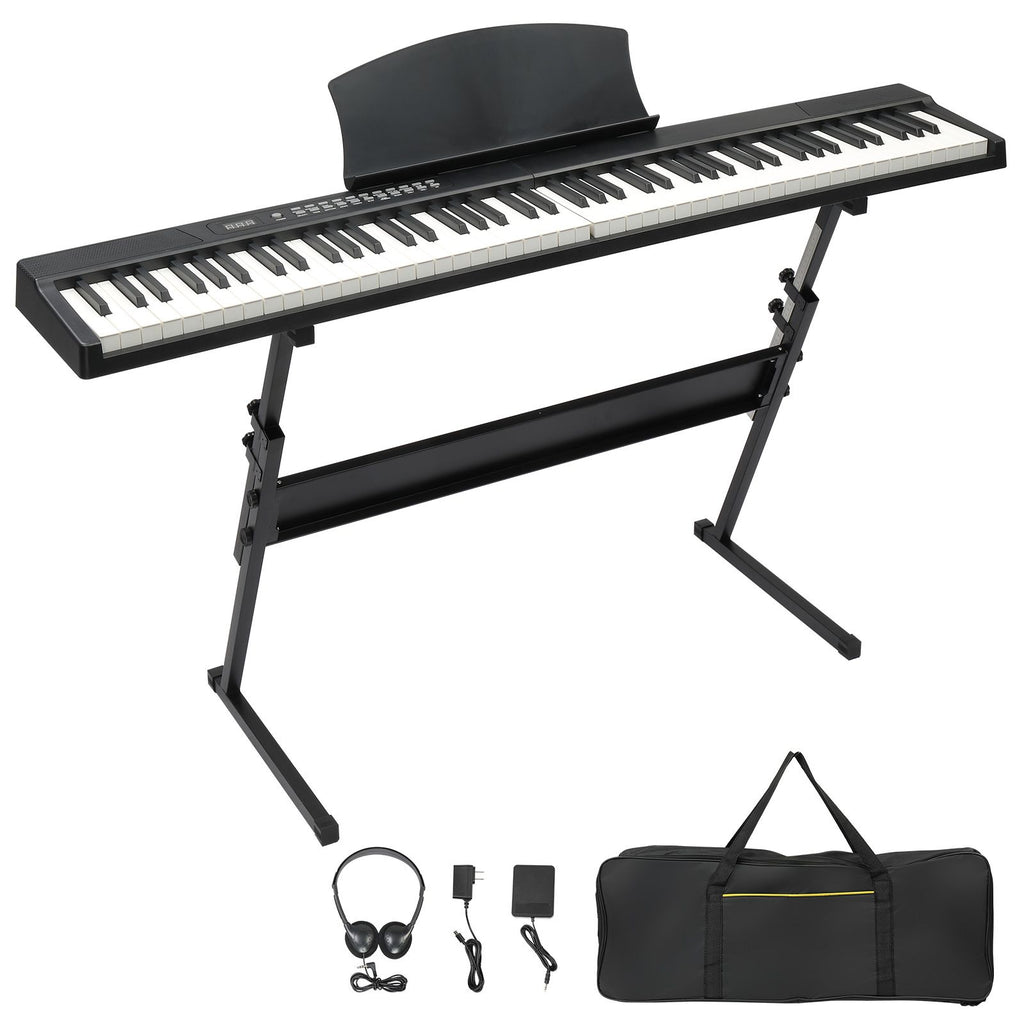 [Do Not Sell on Amazon]GPP-204 88 Key Magnetic Connection Piano Semi-Weighted Standard Digital Piano with Stand, MIDI Bluetooth, Handbag, Headphone, for Piano Lover Black color