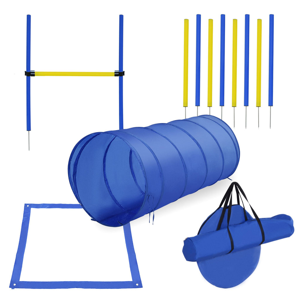 Dog Agility Tools 4PCS Set PE Jumps Stop Box Outdoor Training Equipment Blue Yellow