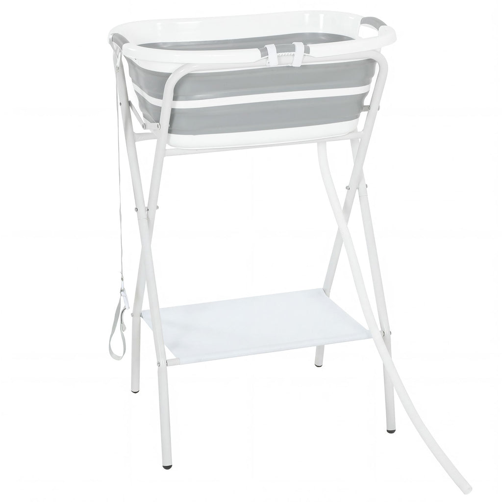 Dog Bath Tub Dog Washing Station, Elevated Foldable Dog Bathtub with Hose, Storage Shelf, for Small Dogs Puppies Gray