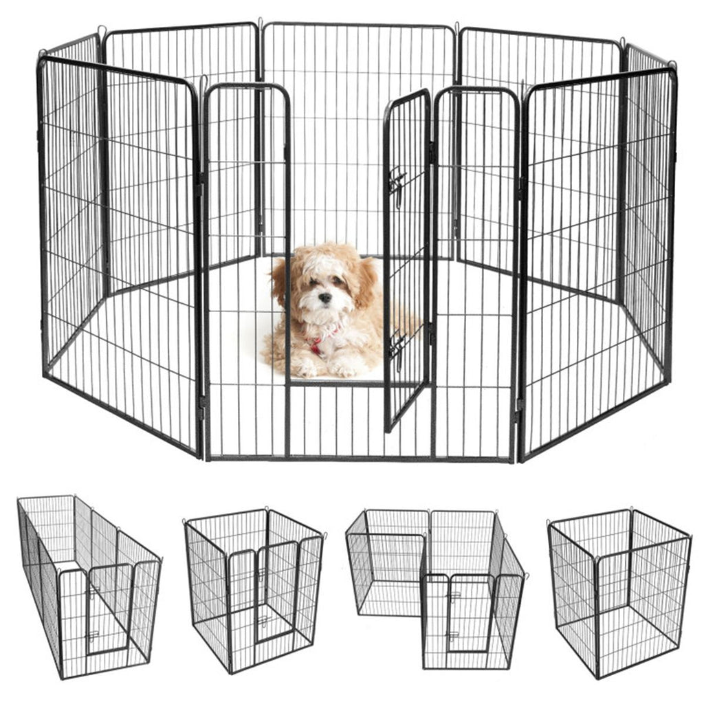 Dog Fence 40" H, 8 Metal Panel Heavy Duty Pet Playpen Dog Fence with Door