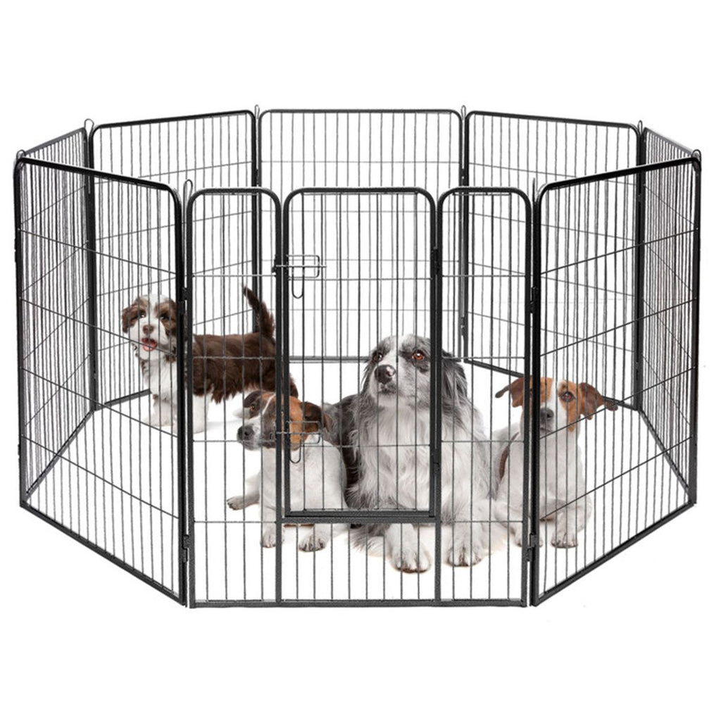 Dog Fence 48" H, 8 Metal Panel Heavy Duty Pet Playpen Dog Fence with Door
