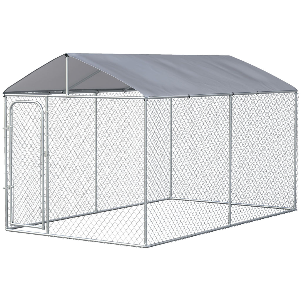 Dog Kennel Heavy Duty Playpen with Galvanized Steel Secure Lock Mesh Sidewalls and Waterproof Cover for Backyard & Patio, 13' x 7.5' x 7.5'