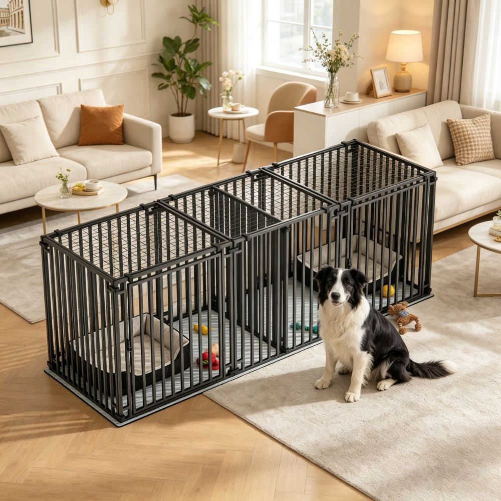 Dog Kennel with Removable Divider and Floor 83.5 Inches