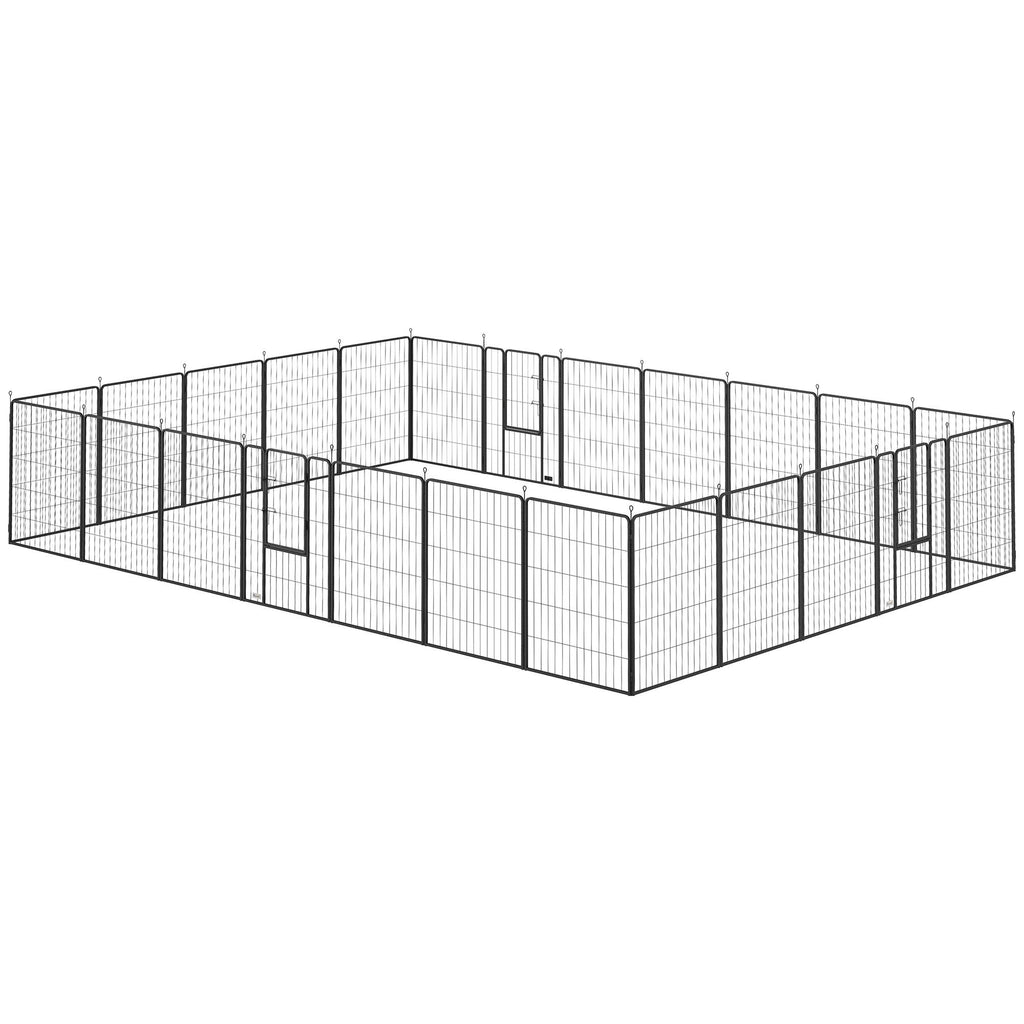 Dog Playpen for Indoor Outdoor, 24 Panels 39" H Puppy Playpen with Lockable Door, DIY Shape Pet Exercise Fence, Black