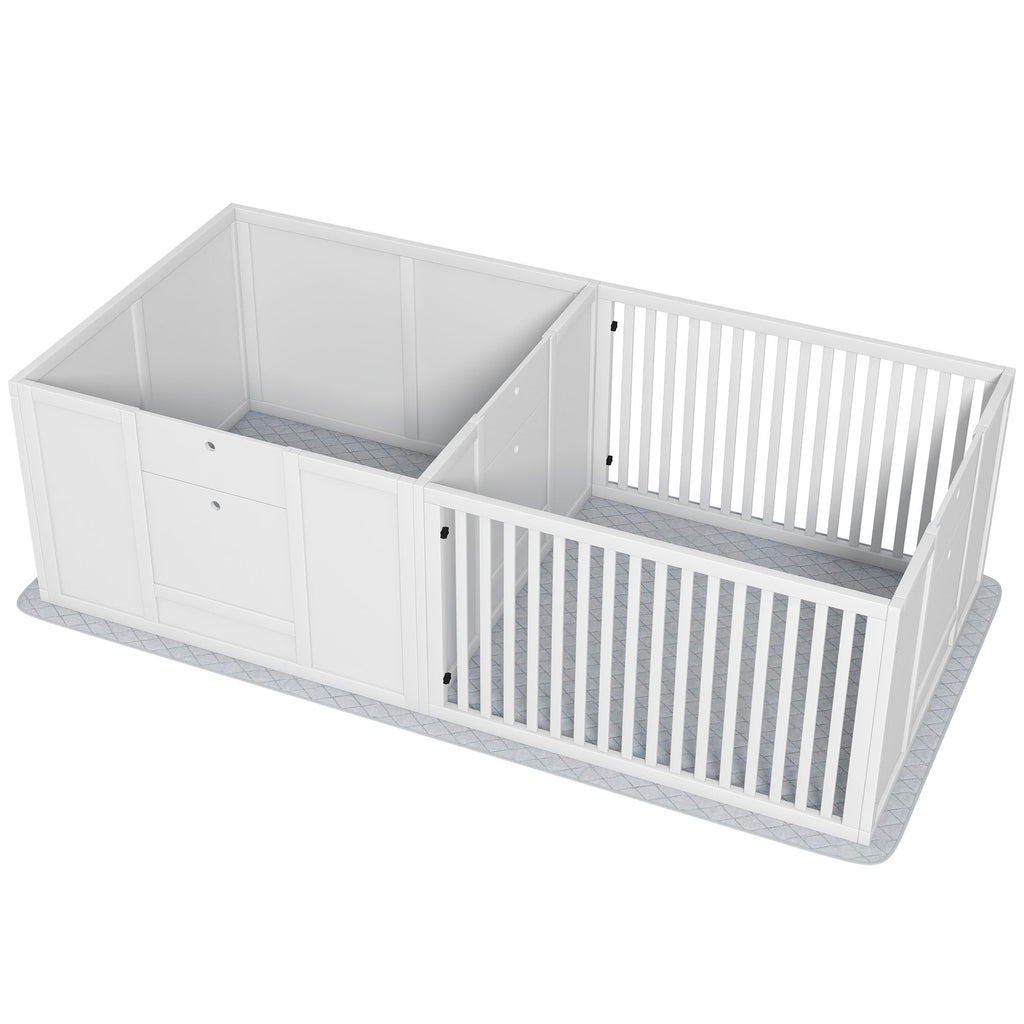 Dog Whelping Box w/ Waterproof Pee Pad & Adjustable Door for Small, Medium & Large Breed Dogs, 65" x 31.5"
