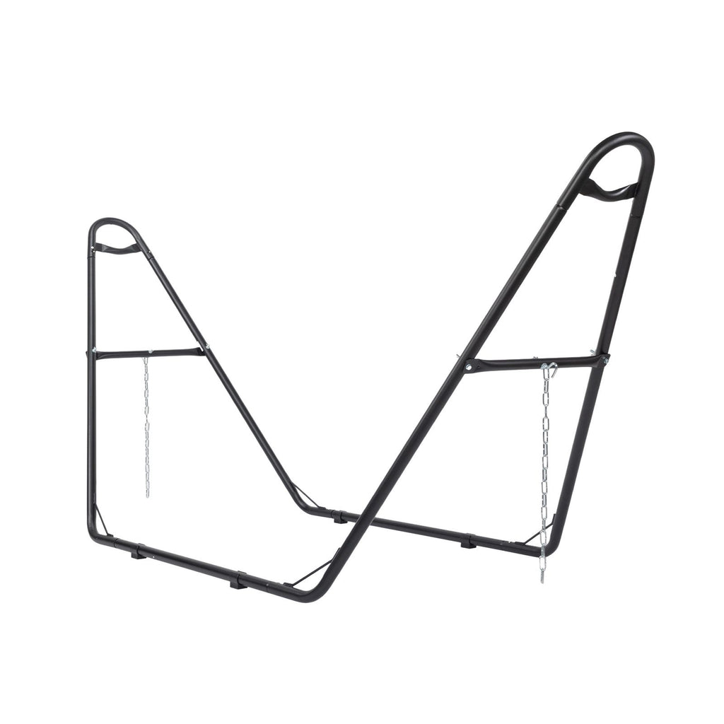 Double-Barrel Hammock Stand Only, Heavy Duty Iron Hammock Frame for All Hammocks, Easy Assembly Hammock Hanging Stand for Garden, Courtyard and Balcony, Black