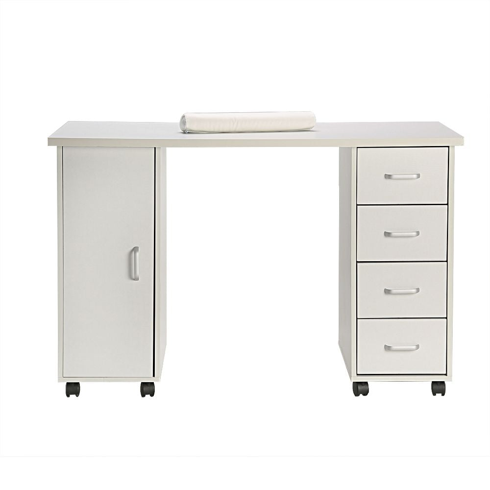 Double Edged Manicure Nail Table with Drawer White YF
