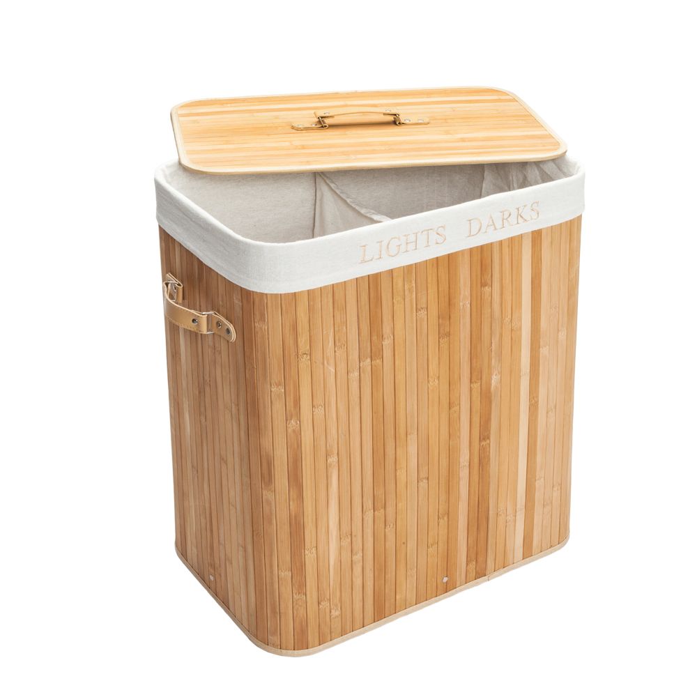 Double-Lattice Bamboo Folding Basket Body with Cover - Laundry Baskets for Apartment Home Dormitory, Multi-use RT