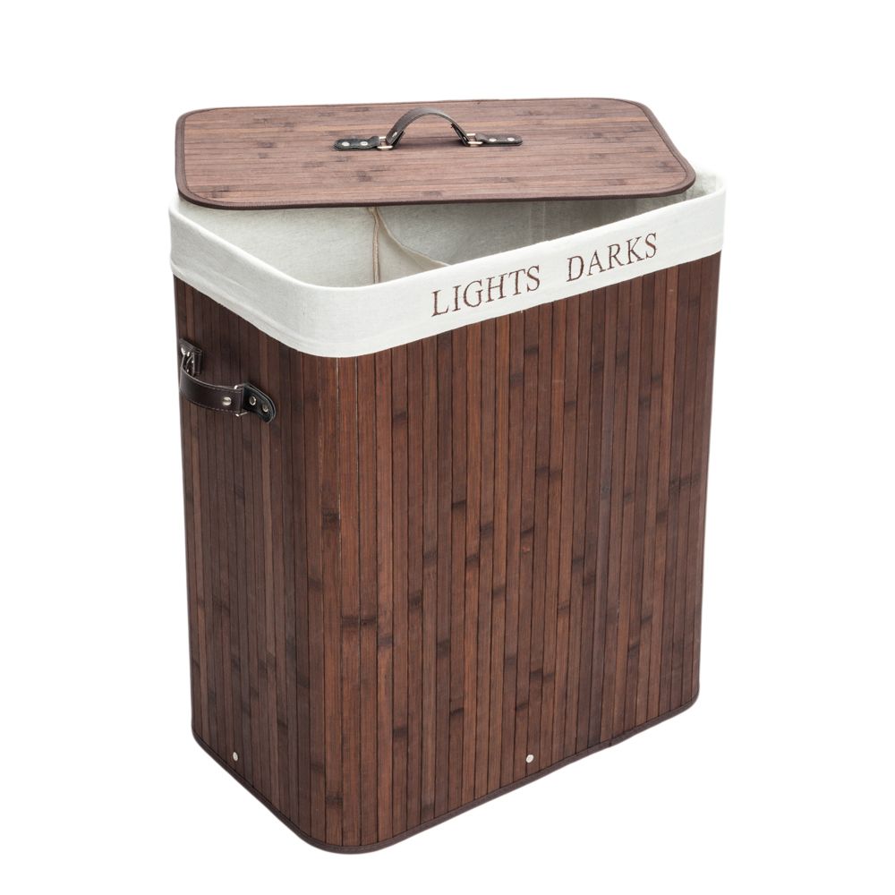 Double-Lattice Bamboo Folding Basket Body with Cover - Laundry Baskets for Apartment Home Dormitory, Multi-use RT