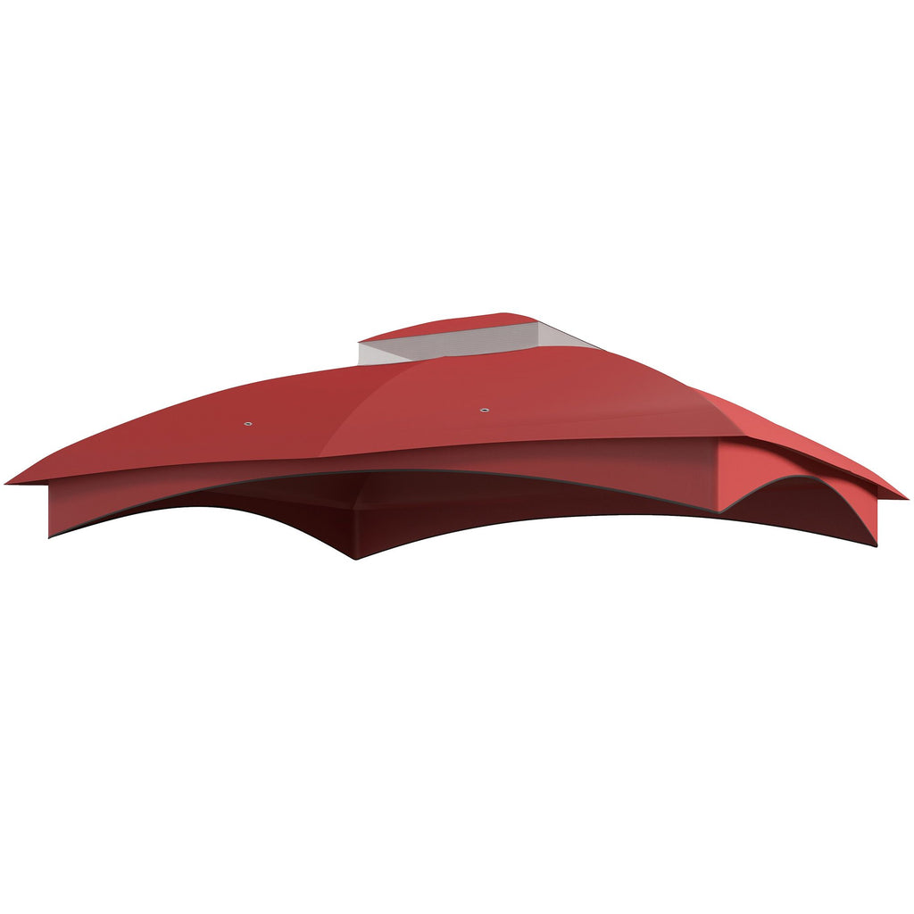 Double Tier Gazebo Cover 10 x 12 Patio Canopy Replacement Drainage Holes Style Protection,Wine Red