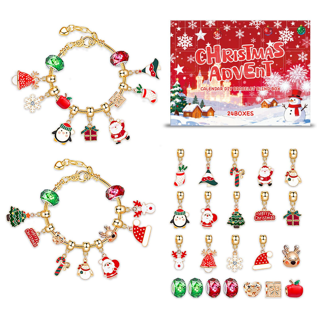 Dowmoo 24-Day Christmas Advent Calendar DIY Bracelet Blind Box, Fun Creative Blind Box for Christmas Festive Vibes