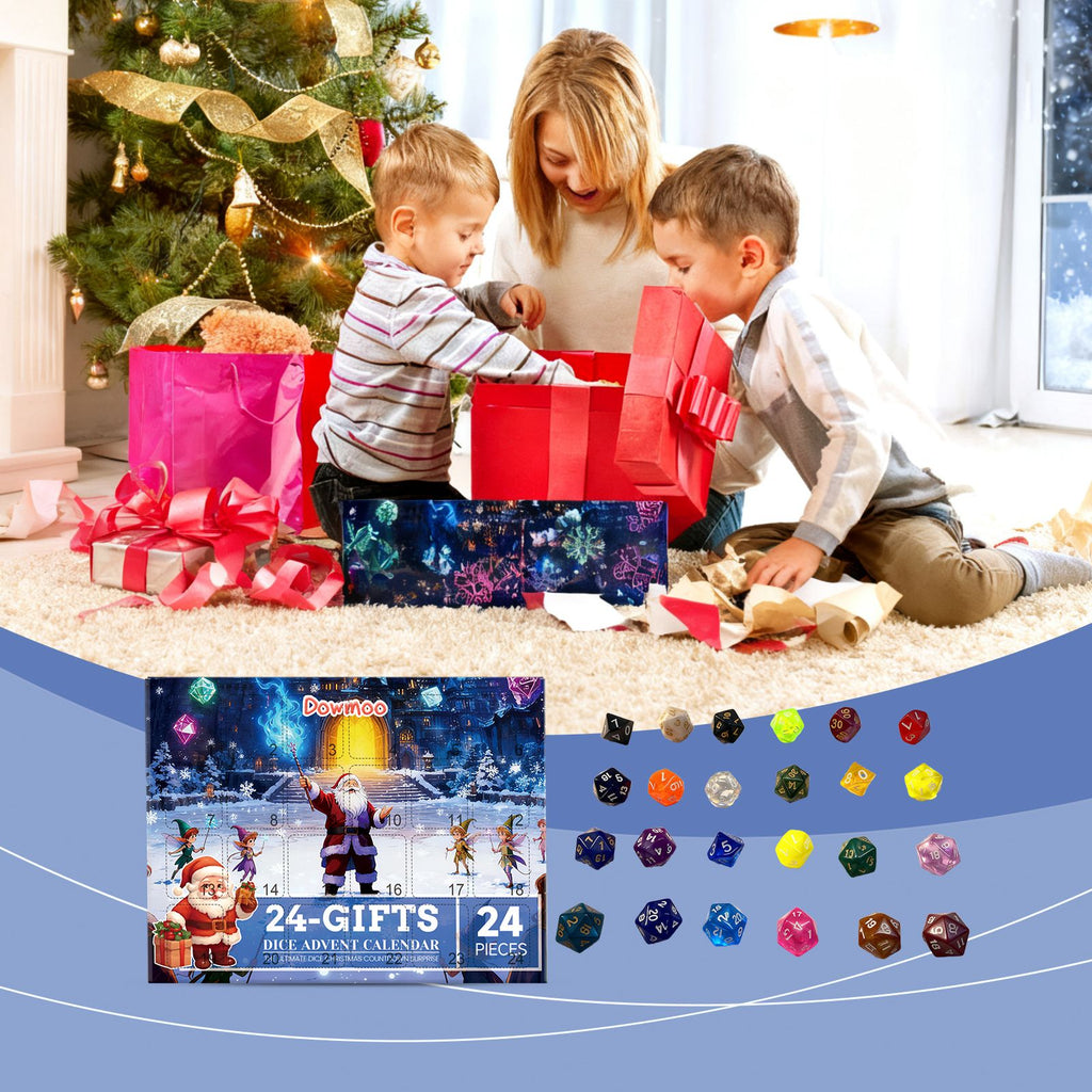Dowmoo Christmas Advent Calendar Dice Blind Box, Acrylic Countdown Gift Box for Christmas Advent