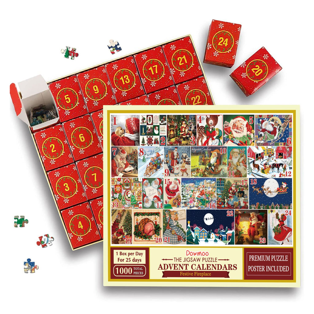 Dowmoo Christmas Advent Calendar Puzzle, Creative 24-Grid Countdown Calendar Blind Box Puzzle Gift for Christmas