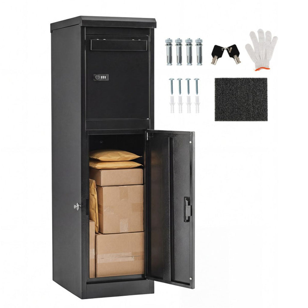 Dual Compartment Package Delivery Box with Code Lock & Key Lock, Galvanized Steel Parcel Mailbox for Outdoor