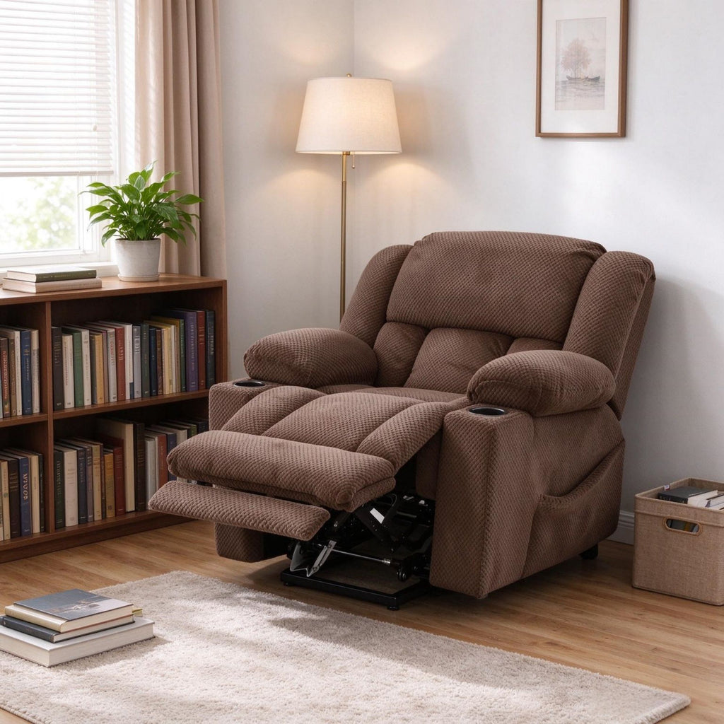 Dual Motor Power Lift Recliner Chair, 180 Flat Recline with Massage & Heat, Wide Seat for Elderly, Dark Brown
