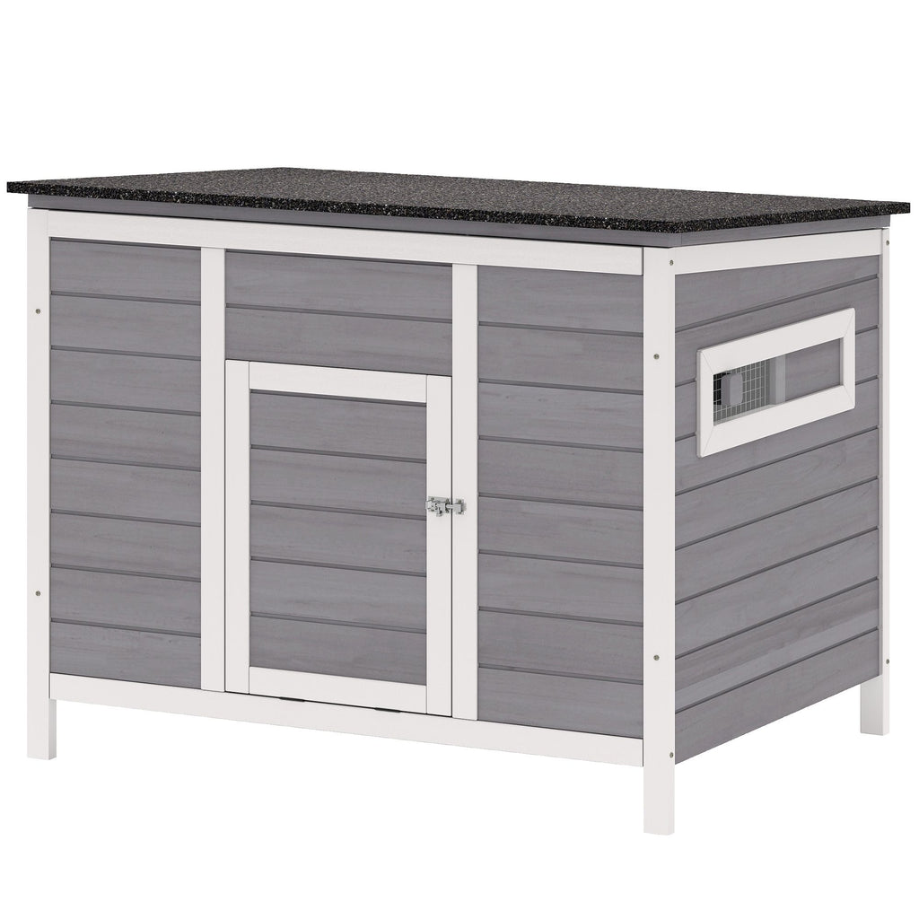 Duck Coop, Wooden Duck House Rabbit Hutch with Openable Roof, Removable Base, Elevated Legs, Ramp, Ventilated Windows