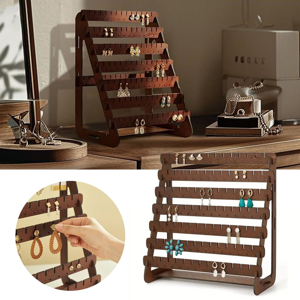 Earring Stand Wood Earring Display Stands Retro Earring Holder Jewelry Organizer(tk/temu self-pickup orders)