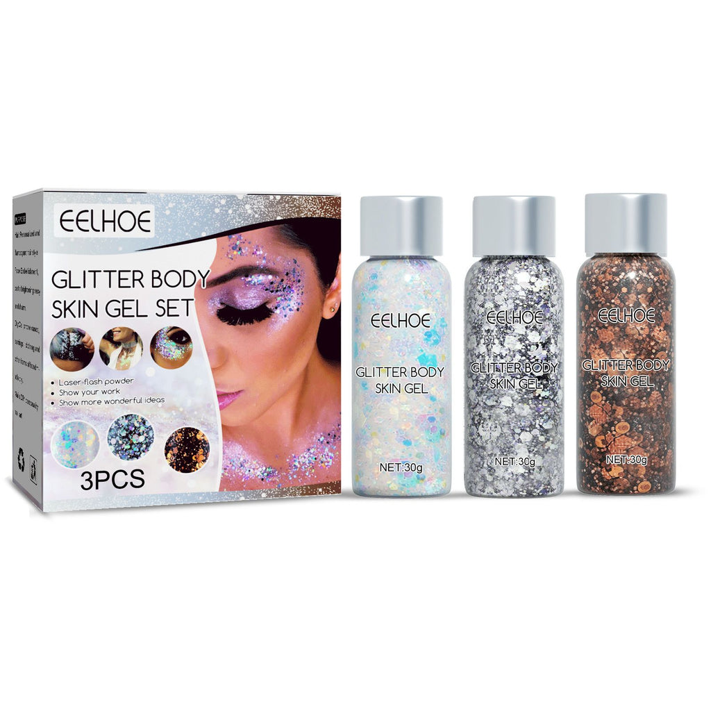 Eelhoe Glitter Gel Set Makeup Fish Scale Glitter Stage Show Eyeshadow Makeup Prop Gel Glitter
