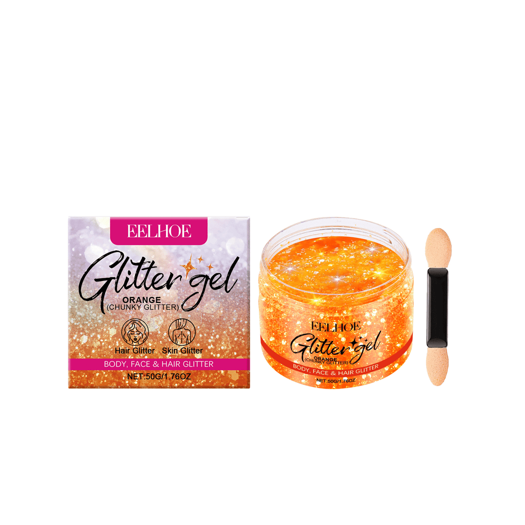 EELHOE Orange Glitter Glitter Gel, Facial Body Collarbone Hair Evening Party Festive Bash Brightening Glitter