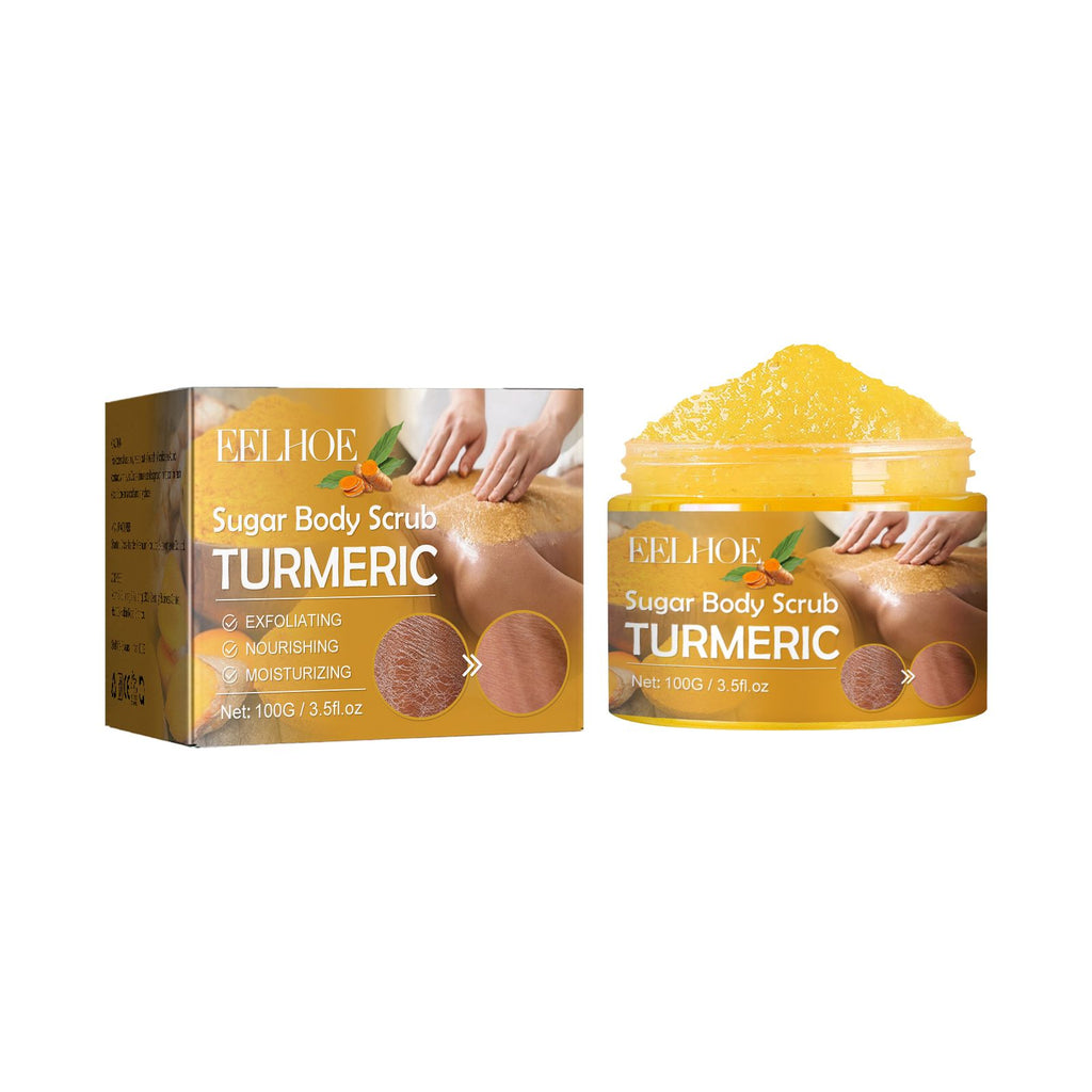 EELHOE Turmeric Sugar Scrub, Fade Acne Mark Moisturizing Refreshing Smooth Tender Skin Cleansing Exfoliating Scrub