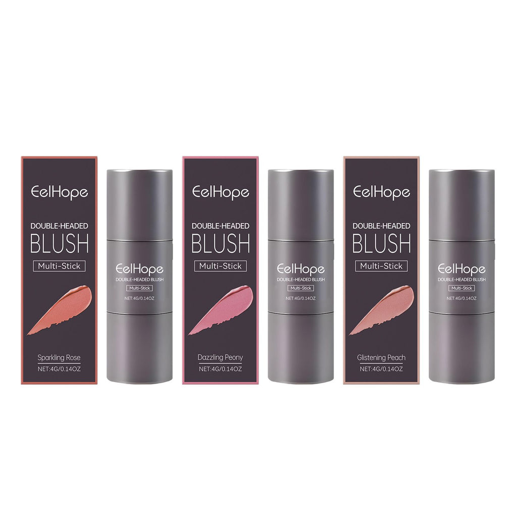 Eelhope Double Head Blush Multi-Purpose Stick, Natural Light Naked Makeup Long-Lasting Color Red Makeup Stick
